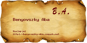 Benyovszky Aba névjegykártya